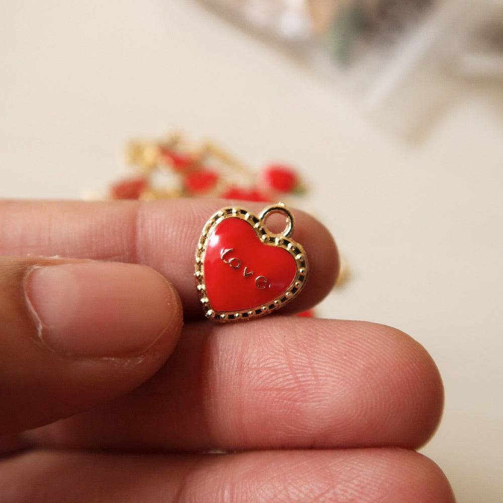 Heart Love Red Enamel Charm - ClartStudios - Polymer clay Jewellery