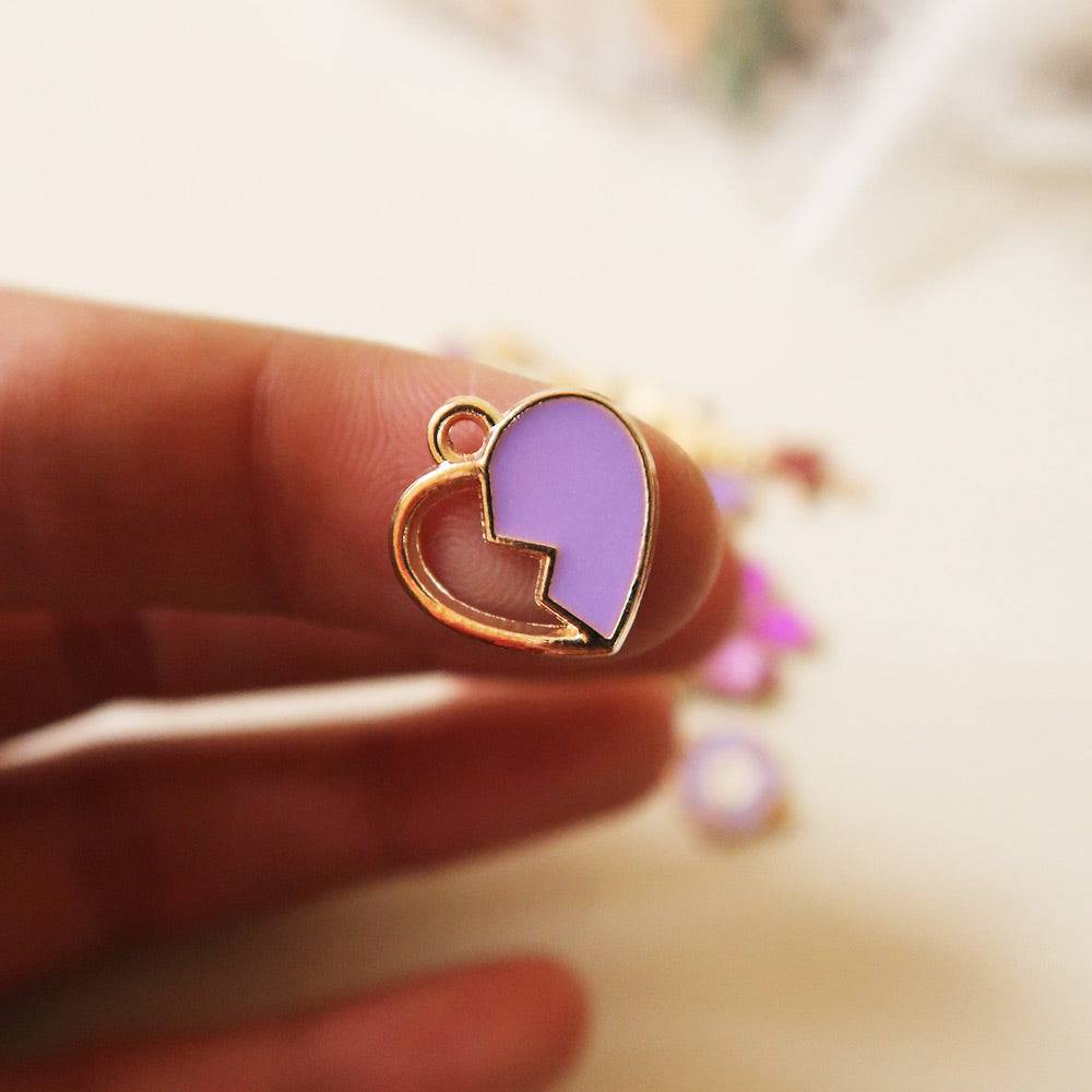 Heart Purple Enamel Charm - 1 - ClartStudios - Polymer clay Jewellery