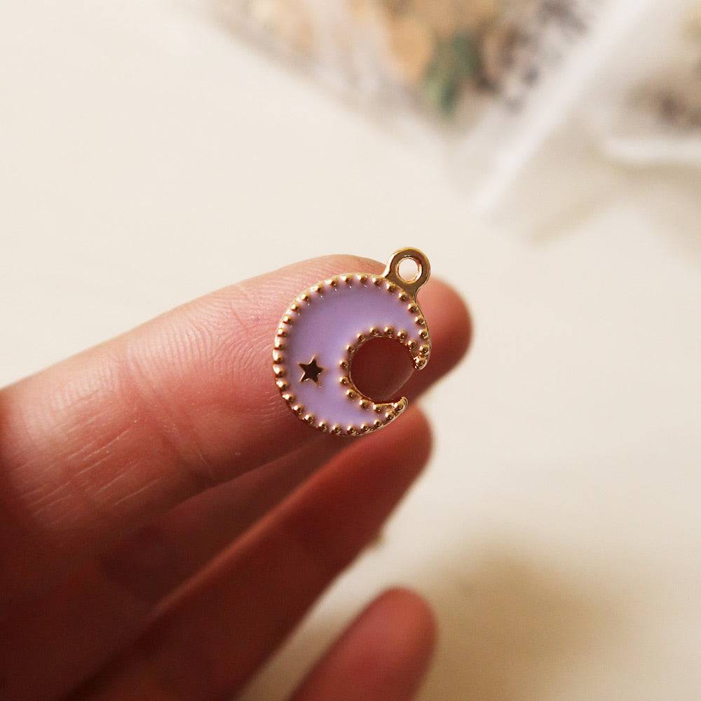 Moon Purple Enamel Charm - 1 - ClartStudios - Polymer clay Jewellery