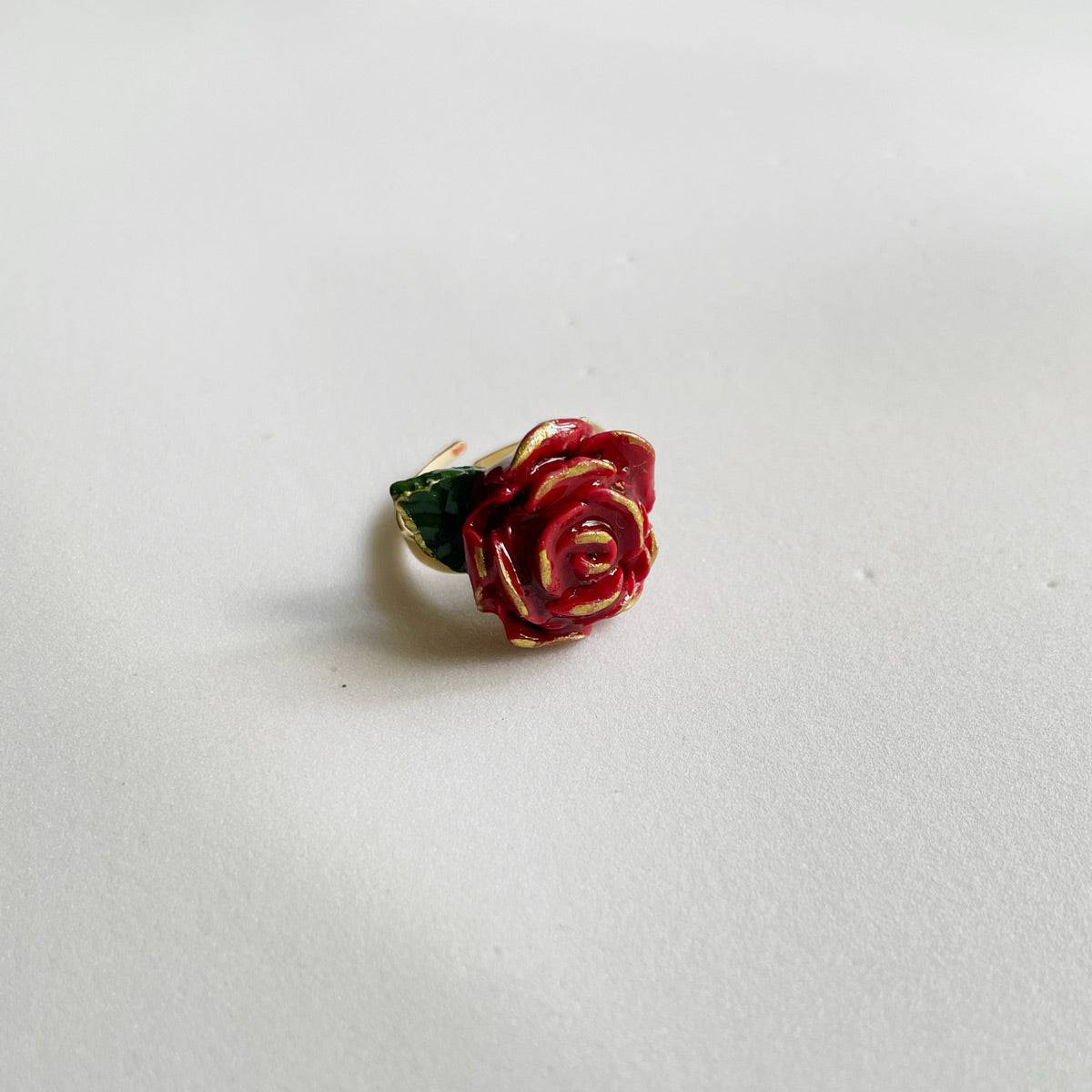 Red Rose Ring - ClartStudios - Polymer clay Jewellery