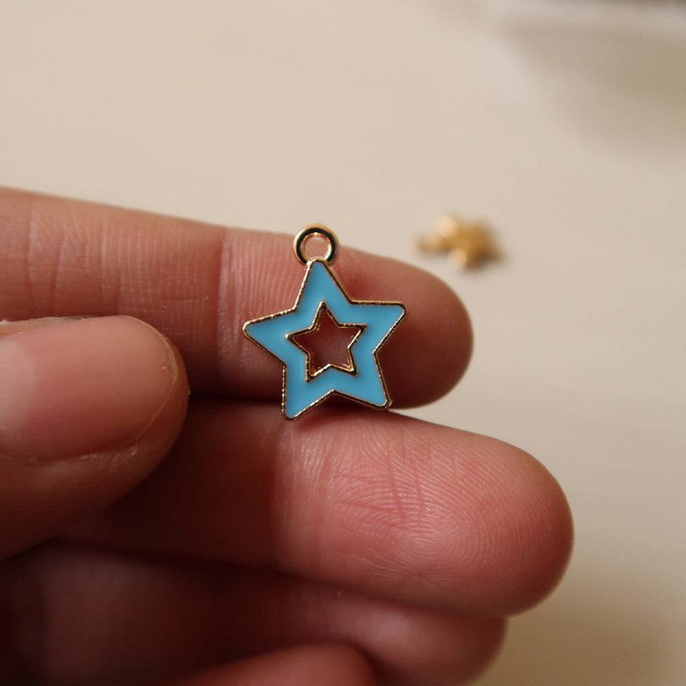 Star Blue Enamel Charm - ClartStudios - Polymer clay Jewellery