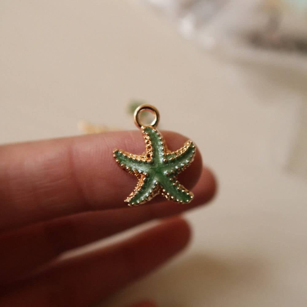 Star Fish Green Enamel Charm - ClartStudios - Polymer clay Jewellery
