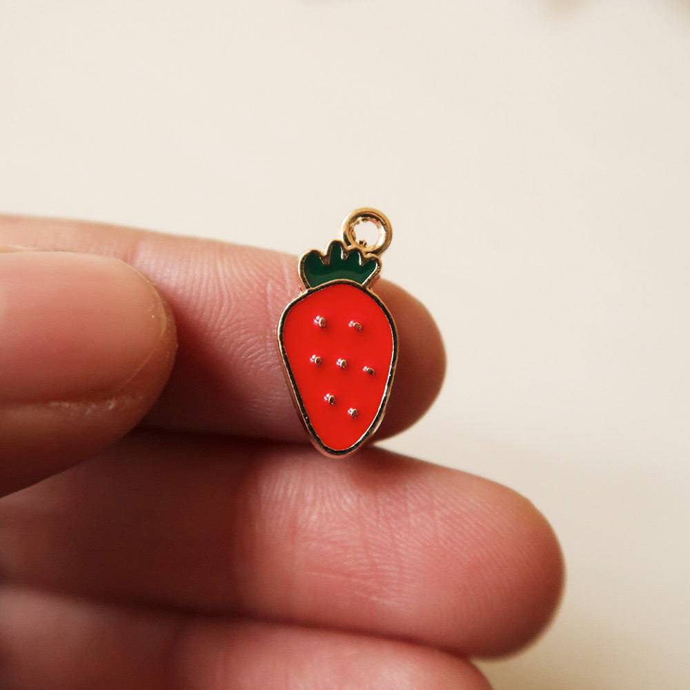 Strawberry Red Enamel Charm - ClartStudios - Polymer clay Jewellery
