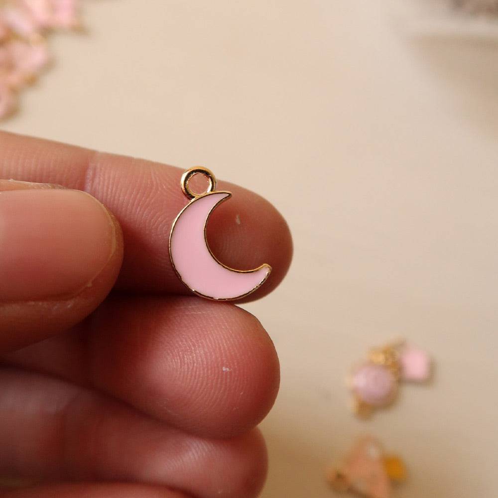 Moon Pink Enamel Charm - 1 - ClartStudios - Polymer clay Jewellery