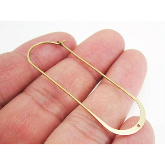 Long Oval Brass Ear Hook (Single Pc) - ClartStudios - Polymer clay Jewellery
