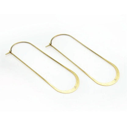 Long Oval Brass Ear Hook (Single Pc) - ClartStudios - Polymer clay Jewellery