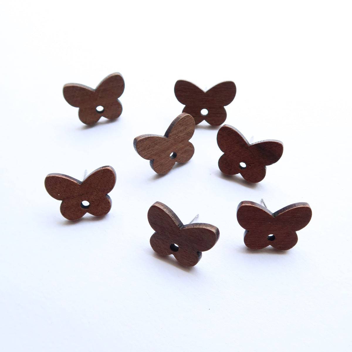 Butterfly Mahogany Wood Stud (Sold in Pair) - ClartStudios - Polymer clay Jewellery