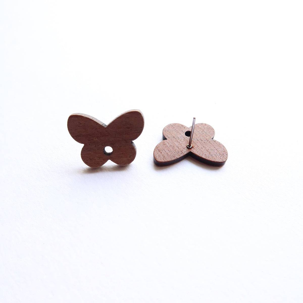 Butterfly Mahogany Wood Stud (Sold in Pair) - ClartStudios - Polymer clay Jewellery