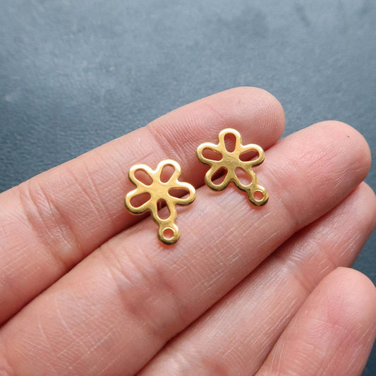 Golden Flower 6 Studs (Sold In Pair) - ClartStudios - Polymer clay Jewellery