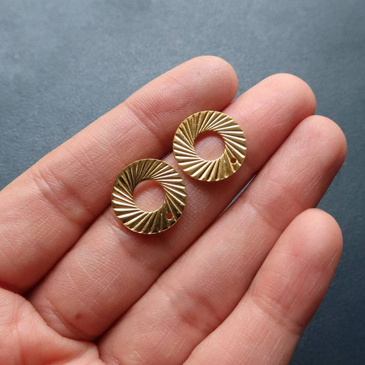 Golden Textured Polo Studs (Sold In Pair) - ClartStudios - Polymer clay Jewellery