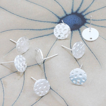 Hammered Silver Studs (Sold in pair) - ClartStudios - Polymer clay Jewellery