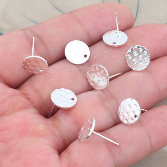 Hammered Silver Studs (Sold in pair) - ClartStudios - Polymer clay Jewellery