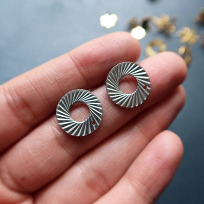 Matte Steel Textured Polo Studs (Sold In Pair) - ClartStudios - Polymer clay Jewellery