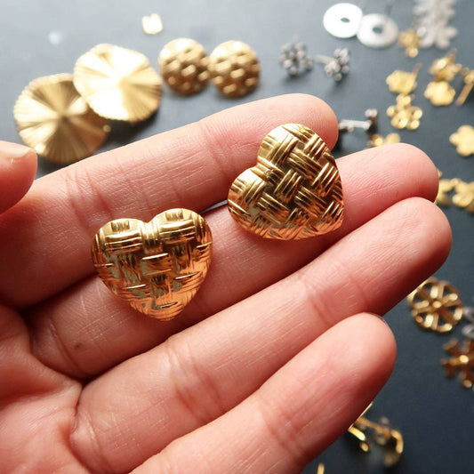 Textured Heart Studs-1 (Sold in Pair) - ClartStudios - Polymer clay Jewellery