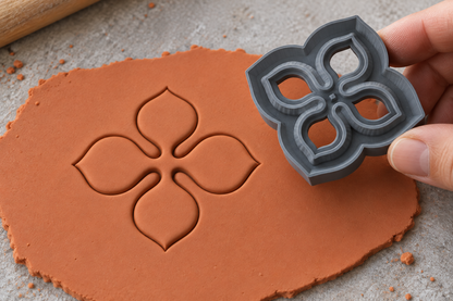 Four-Petal Floral Cross Polymer Clay Cutter | 162 - ClartStudios - Polymer clay Jewellery