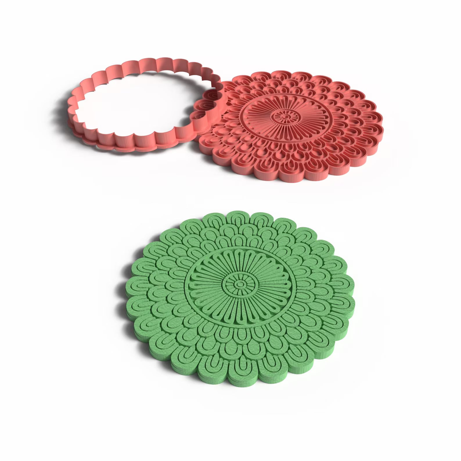 C04 - Floral Mandala Ornament Cutter and Stamp Set for Clay, Pottery and Bakery - ClartStudios - Polymer clay Jewellery