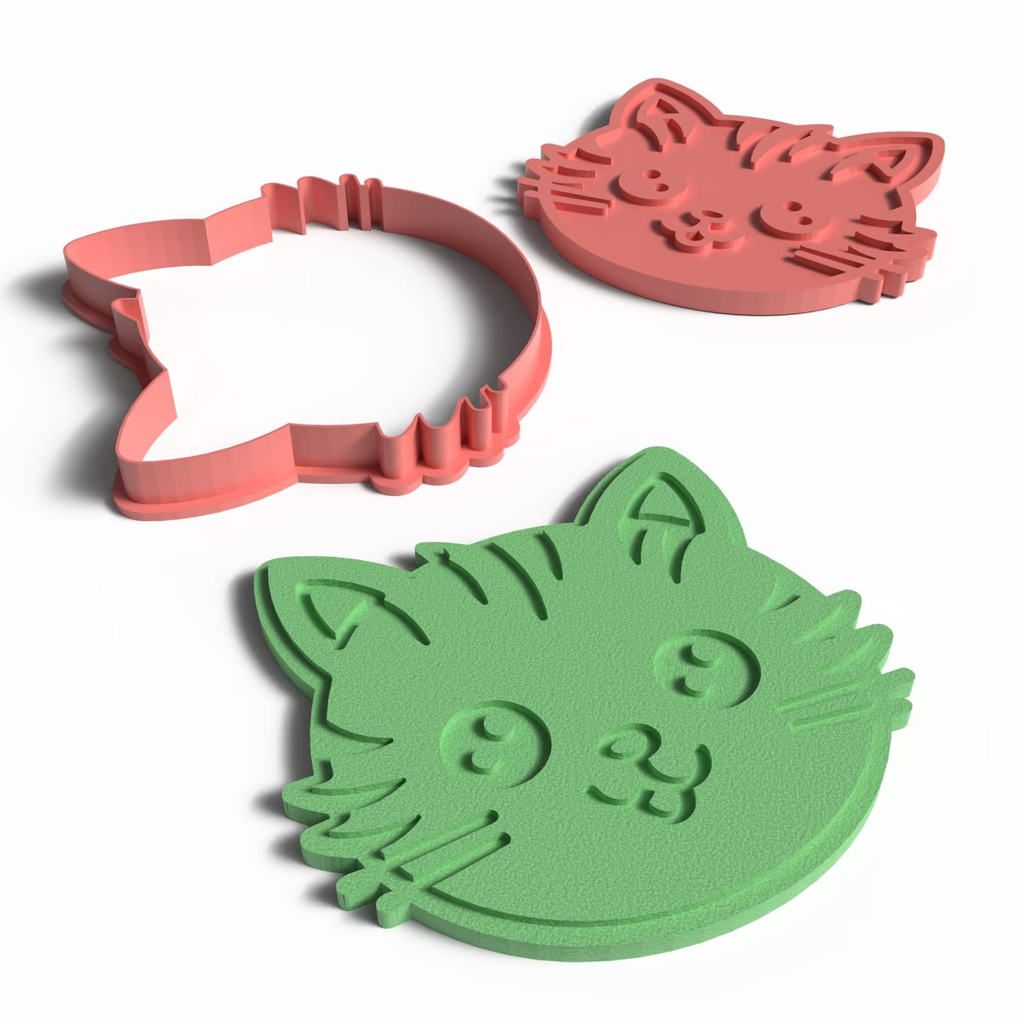C03 - Cat Face Cookie Cutter and Stamp Set for Clay, Pottery and Bakery - ClartStudios - Polymer clay Jewellery
