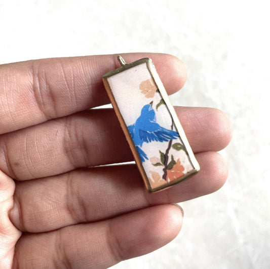 PO2-  Bluebird Whispers- Cold Porcelain Charms Pendant (Dispatch in 7-9 Days) - ClartStudios - Polymer clay Jewellery