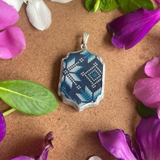 Knit Pattern Motif Shaped - Cold Porcelain Charms Pendant (With Bail) - ClartStudios - Polymer clay Jewellery