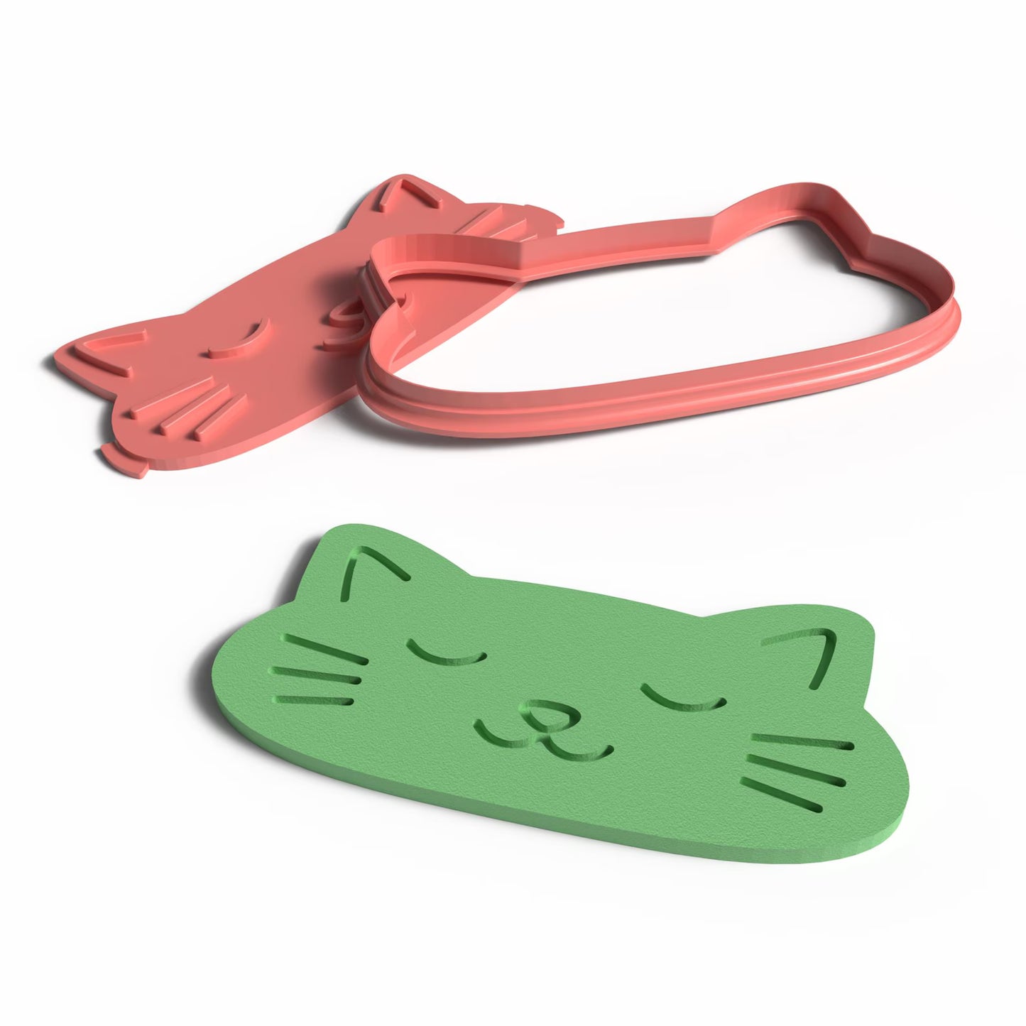 C05 - Cat Face Clay Cutter and Stamp Set for Clay, Pottery and Bakery - ClartStudios - Polymer clay Jewellery