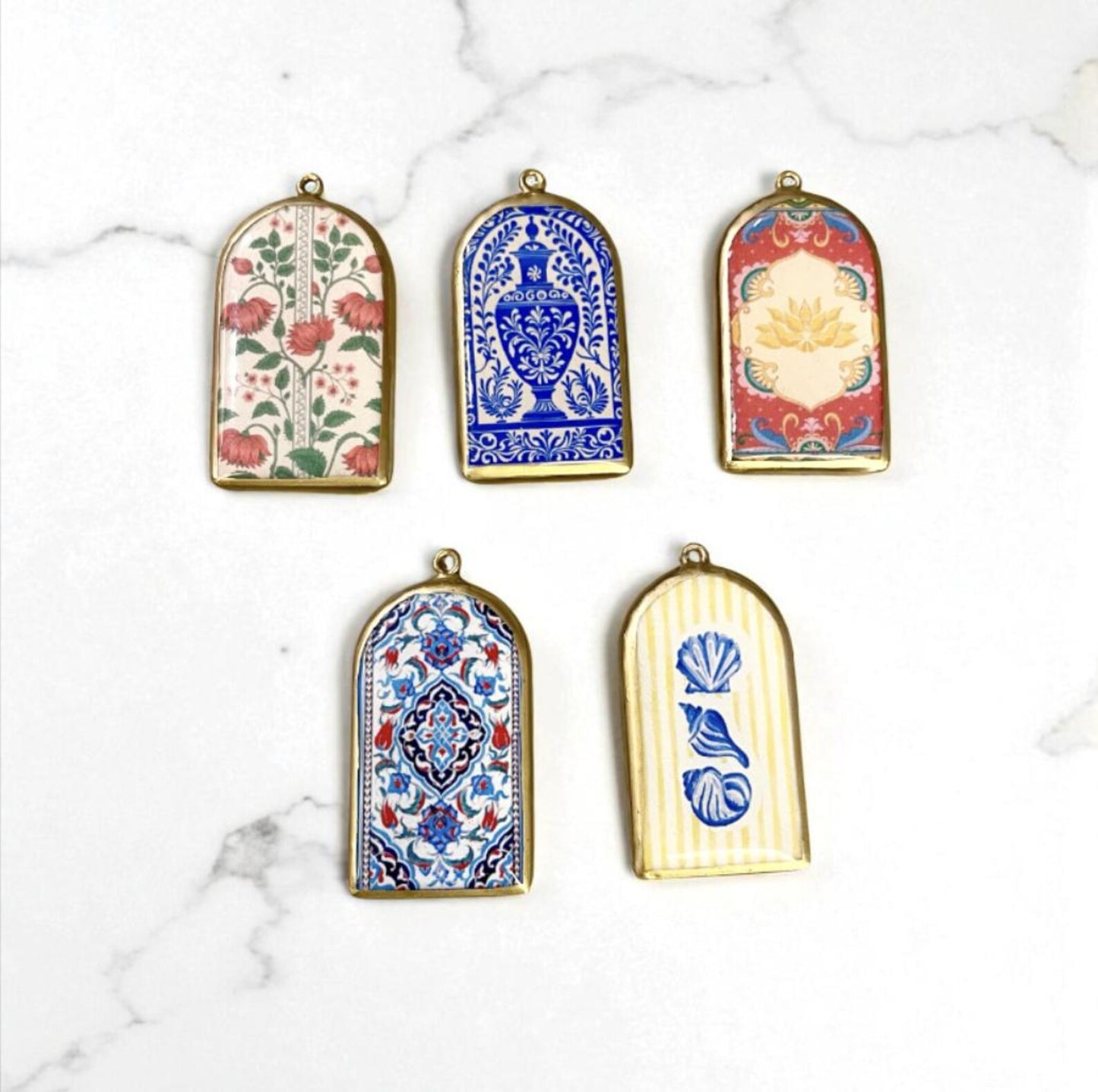 Resin Pillar Earring Charms: Islamic Vintage Design (Set of 5)(4-5 day Dispatch) - ClartStudios - Polymer clay Jewellery