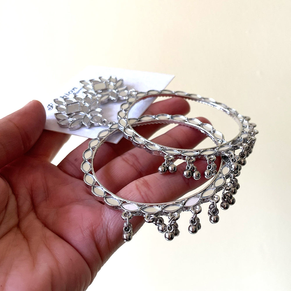 Silver Simple Mirror Earring - ClartStudios - Polymer clay Jewellery