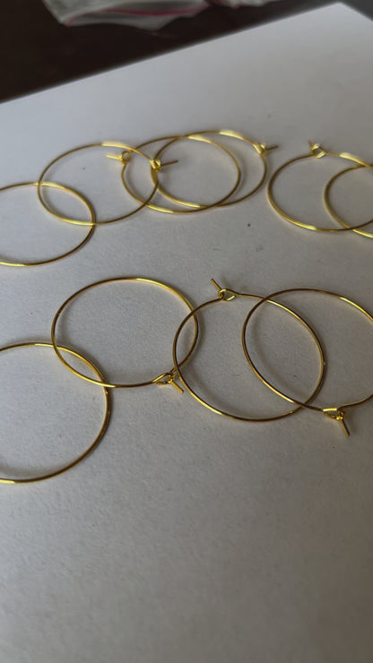 SS59 -  Pack of 10 - Stainless Steel Golden Classic Hoops