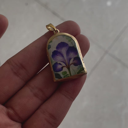 Purple Orchid Bloom Pillar Shaped - Cold Porcelain Charms Pendant (With Bail)