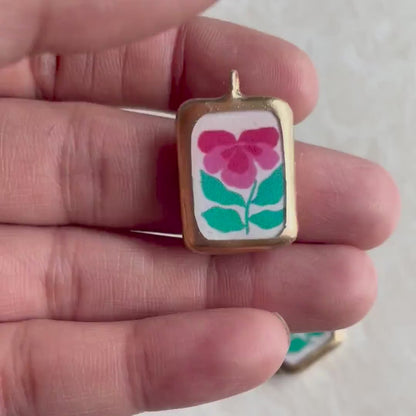 PO18 - Abstract Flower - Cold Porcelain Charms Pendant (Dispatch in 7-9 Days)