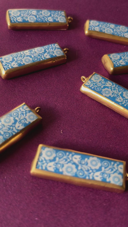 PC27 - Beautiful Blue Pattern - Cold Porcelain Charms Pendant  (Dispatch Time 4-5 days)