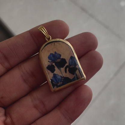 Contrast Flowers Pillar Shaped - Cold Porcelain Charms Pendant (With Bail)