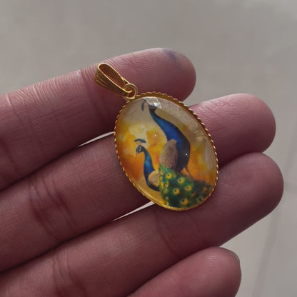 NG02 - Peacock Flowers Pendant / Charm (1pc)