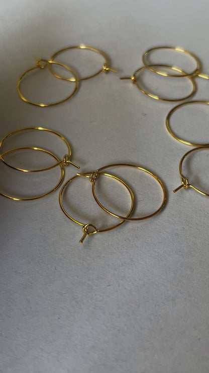 SS59 -  Pack of 10 - Stainless Steel Golden Classic Hoops