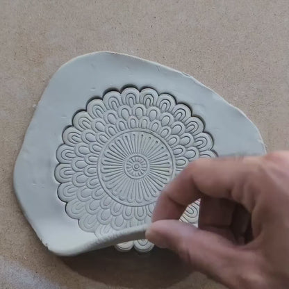 C04 - Floral Mandala Ornament Cutter and Stamp Set for Clay, Pottery and Bakery