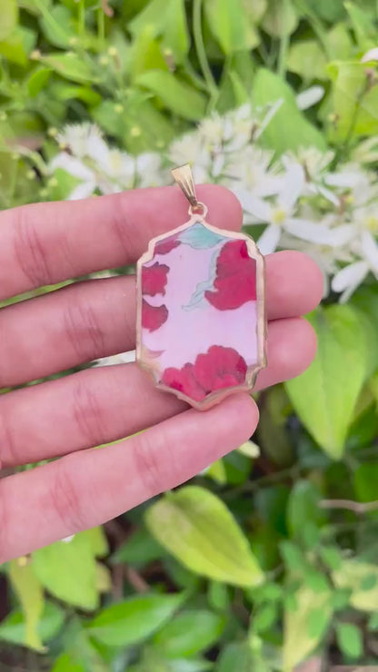 Floral Motif Shaped - Cold Porcelain Charms Pendant (With Bail)