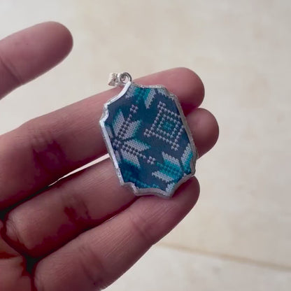 Knit Pattern Motif Shaped - Cold Porcelain Charms Pendant (With Bail)