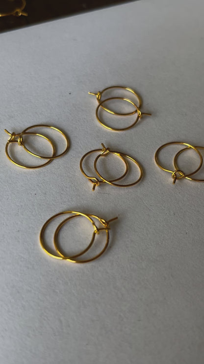 SS59 -  Pack of 10 - Stainless Steel Golden Classic Hoops
