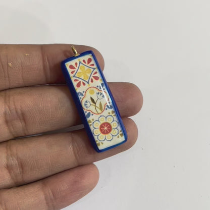 Traditional Tile Pattern - Cold Porcelain Charms Pendant  (Dispatch Time 4-5 days)
