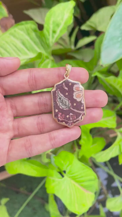 Brown Fabric Motif Shaped - Cold Porcelain Charms Pendant (With Bail)