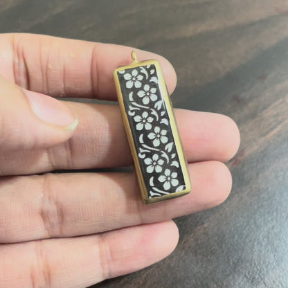 Classic Black Flower Motif - Cold Porcelain Charms Pendant  (Dispatch Time 4-5 days)