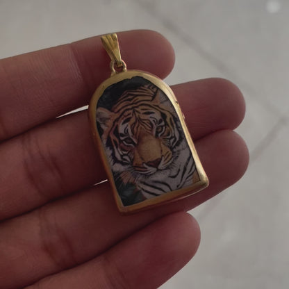 Tiger Pillar Shaped - Cold Porcelain Charms Pendant (With Bail)