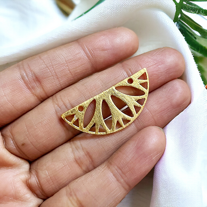 18k Real Gold Plated Brass Semi Circle Motif - ClartStudios - Polymer clay Jewellery
